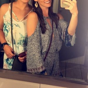 Bell Sleeve Open Front Romper